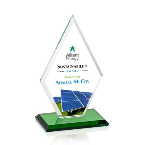 Awards and Trophies - Crystal Awards - Tuscany Full Color Green Diamond Crystal Award