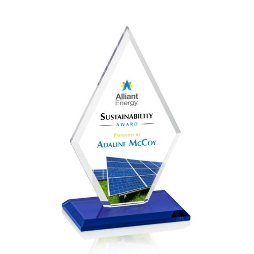 Awards and Trophies - Crystal Awards - Tuscany Full Color Blue Diamond Crystal Award