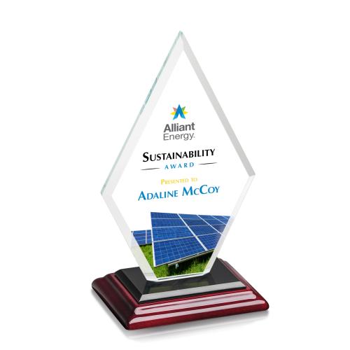 Awards and Trophies - Crystal Awards - Tuscany Full Color Rosewood Diamond Crystal Award