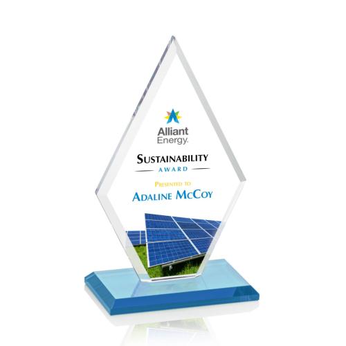 Awards and Trophies - Crystal Awards - Tuscany Full Color Sky Blue Diamond Crystal Award