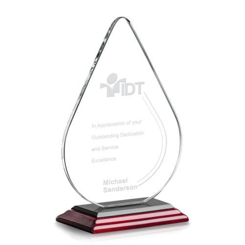 Awards and Trophies - Crystal Awards - Glenhazel Rosewood Tear Drop Crystal Award