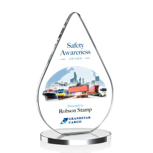 Awards and Trophies - Crystal Awards - Glenhazel Full Color Clear Tear Drop Crystal Award