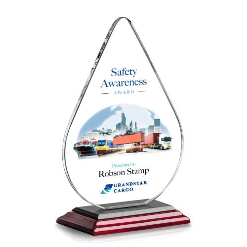 Awards and Trophies - Crystal Awards - Glenhazel Full Color Rosewood Tear Drop Crystal Award