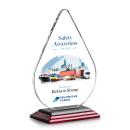 Glenhazel Full Color Rosewood Tear Drop Crystal Award