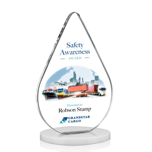 Awards and Trophies - Crystal Awards - Glenhazel Full Color White Tear Drop Crystal Award