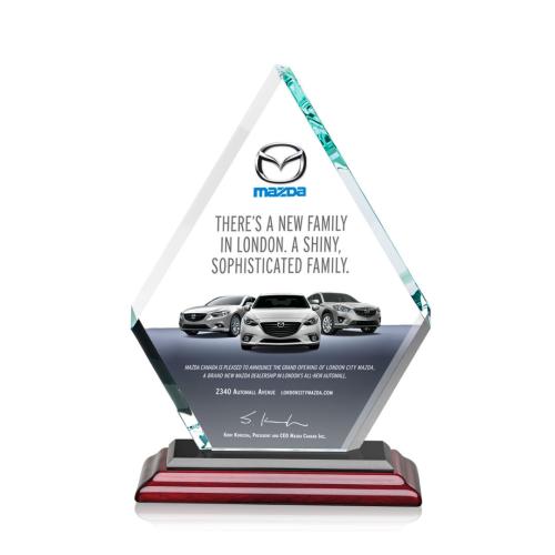 Awards and Trophies - Crystal Awards - Canton Full Color Rosewood Diamond Crystal Award