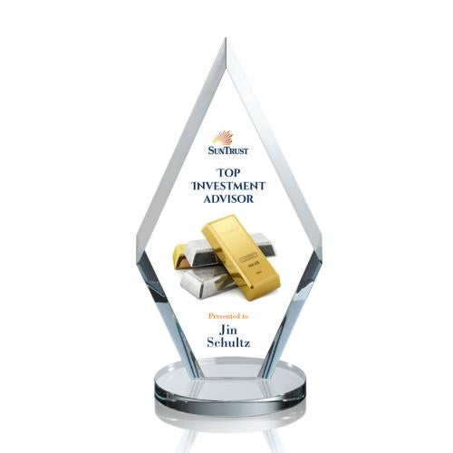 Awards and Trophies - Crystal Awards - Cancun Full Color Clear Diamond Crystal Award