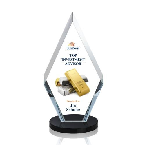 Awards and Trophies - Crystal Awards - Cancun Full Color Black Diamond Crystal Award