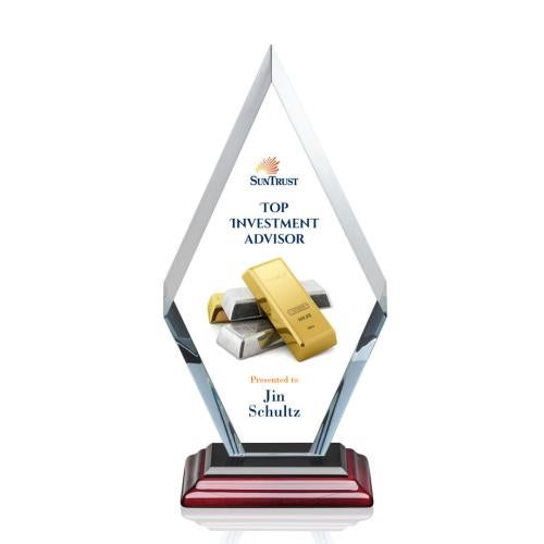 Awards and Trophies - Crystal Awards - Cancun Full Color Rosewood Diamond Crystal Award