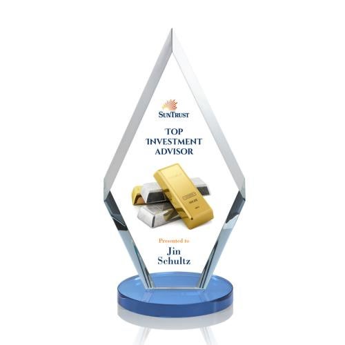 Awards and Trophies - Crystal Awards - Cancun Full Color Sky Blue Diamond Crystal Award