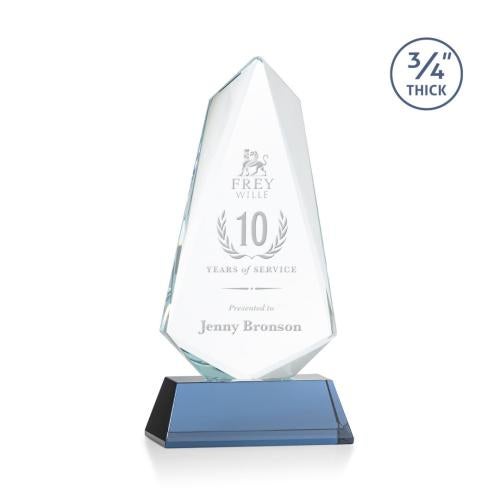 Awards and Trophies - Crystal Awards - Sheridan Sky Blue on Newhaven Unique Crystal Award