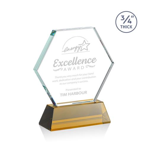Awards and Trophies - Crystal Awards - Pickering Amber on Newhaven Polygon Crystal Award
