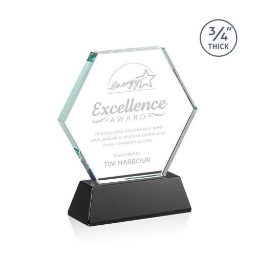 Awards and Trophies - Crystal Awards - Pickering Black on Newhaven Polygon Crystal Award
