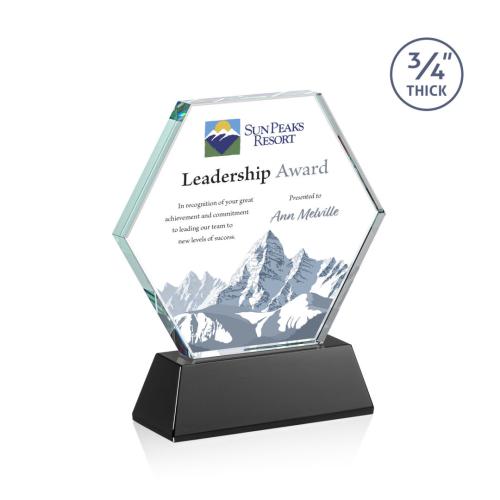 Awards and Trophies - Crystal Awards - Pickering on Newhaven Full Color Black Polygon Crystal Award
