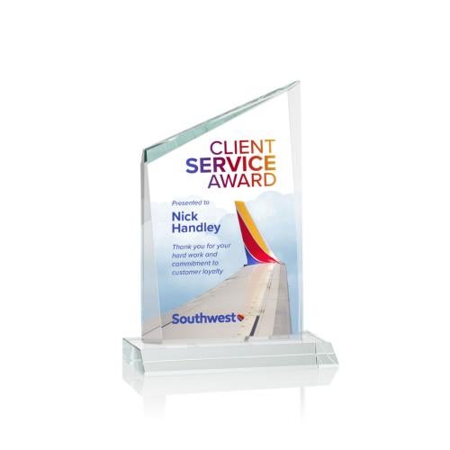 Awards and Trophies - Crystal Awards - Scarsdale Full Color Starfire Peaks Crystal Award