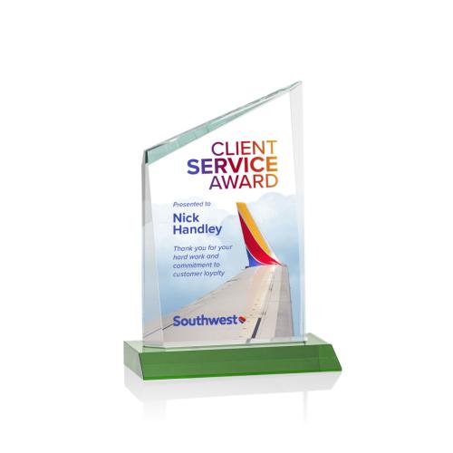 Awards and Trophies - Crystal Awards - Scarsdale Full Color Green Peaks Crystal Award