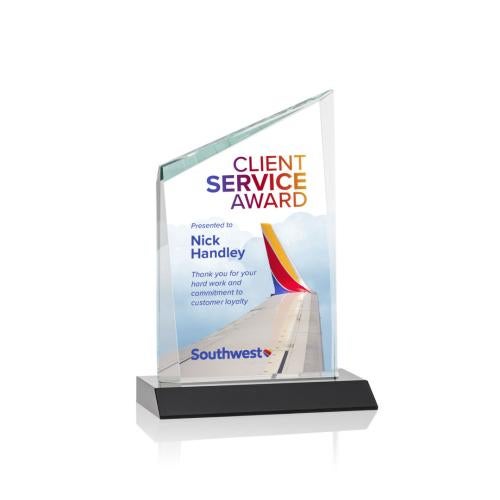 Awards and Trophies - Crystal Awards - Scarsdale Full Color Black Peaks Crystal Award