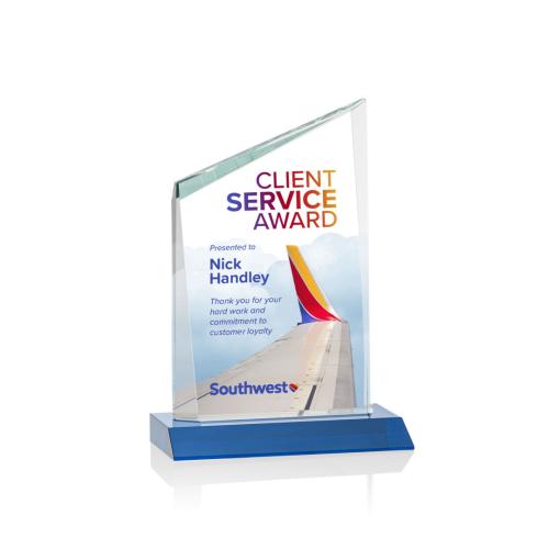 Awards and Trophies - Crystal Awards - Scarsdale Full Color Sky Blue Peaks Crystal Award