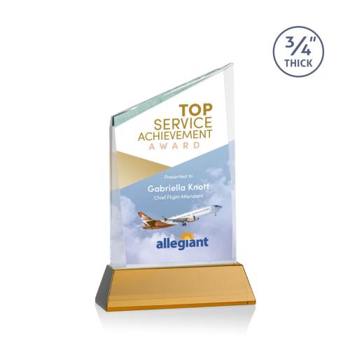 Awards and Trophies - Crystal Awards - Scarsdale Full Color Amber on Newhaven Peaks Crystal Award