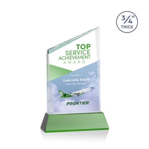 Awards and Trophies - Crystal Awards - Scarsdale Full Color Green on Newhaven Peaks Crystal Award