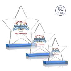 Employee Gifts - Chippendale Full Color Sky Blue Star Crystal Award