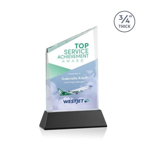 Awards and Trophies - Crystal Awards - Scarsdale Full Color Black on Newhaven Peaks Crystal Award