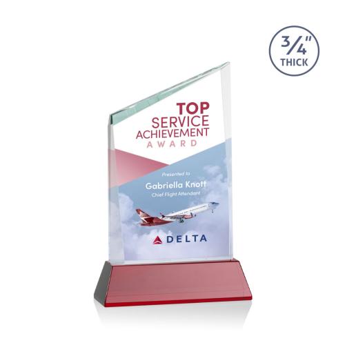 Awards and Trophies - Crystal Awards - Scarsdale Full Color Red on Newhaven Peaks Crystal Award