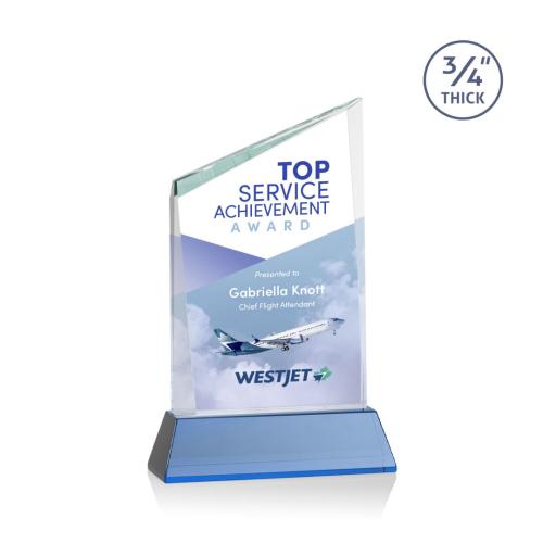 Awards and Trophies - Crystal Awards - Scarsdale Full Color Sky Blue on Newhaven Peaks Crystal Award
