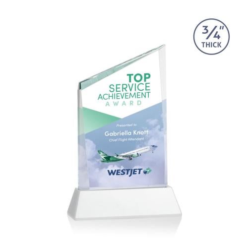 Awards and Trophies - Crystal Awards - Scarsdale Full Color White on Newhaven Peaks Crystal Award