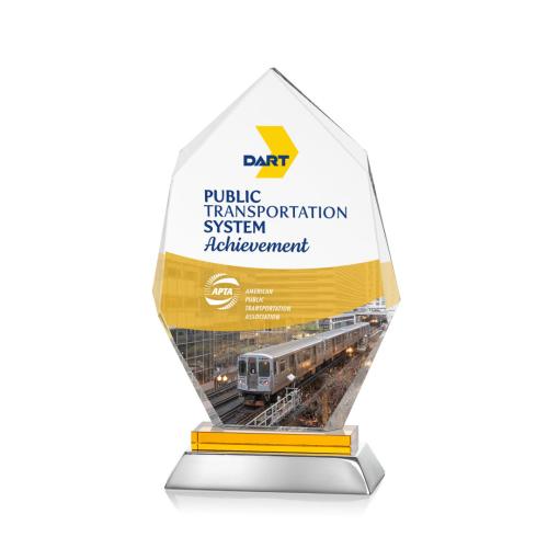 Awards and Trophies - Crystal Awards - Nebraska Full Color Amber Polygon Crystal Award