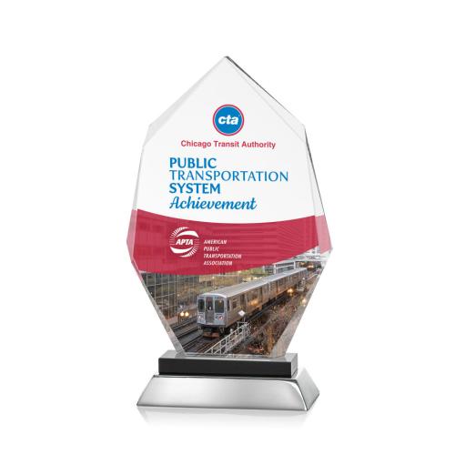 Awards and Trophies - Crystal Awards - Nebraska Full Color Black Polygon Crystal Award
