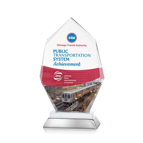 Awards and Trophies - Crystal Awards - Nebraska Full Color White Polygon Crystal Award