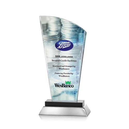 Awards and Trophies - Crystal Awards - Hansen Full Color Black Peaks Crystal Award