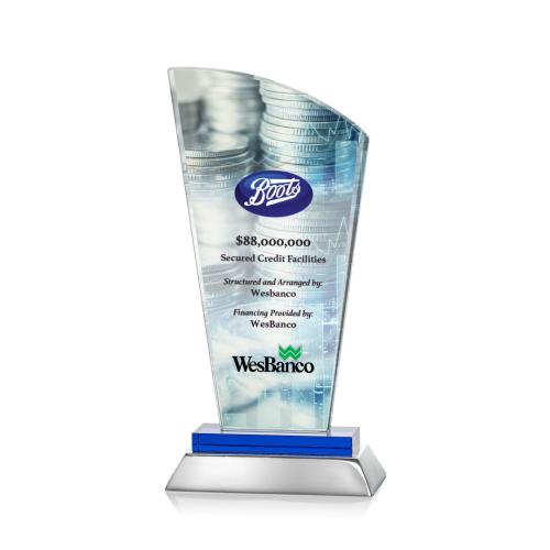 Awards and Trophies - Crystal Awards - Hansen Full Color Blue Peaks Crystal Award