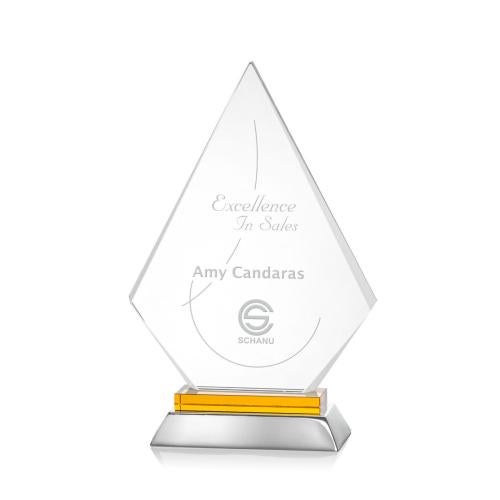 Awards and Trophies - Crystal Awards - Valhalla Amber Diamond Crystal Award