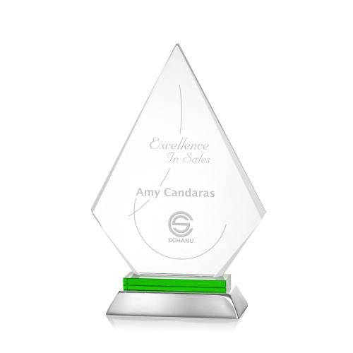 Awards and Trophies - Crystal Awards - Valhalla Green Diamond Crystal Award