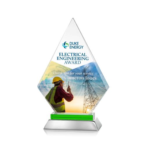 Awards and Trophies - Crystal Awards - Valhalla Full Color Green Diamond Crystal Award