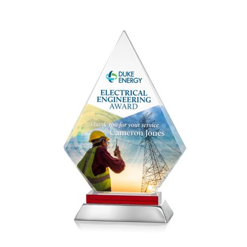 Awards and Trophies - Crystal Awards - Valhalla Full Color Red Diamond Crystal Award
