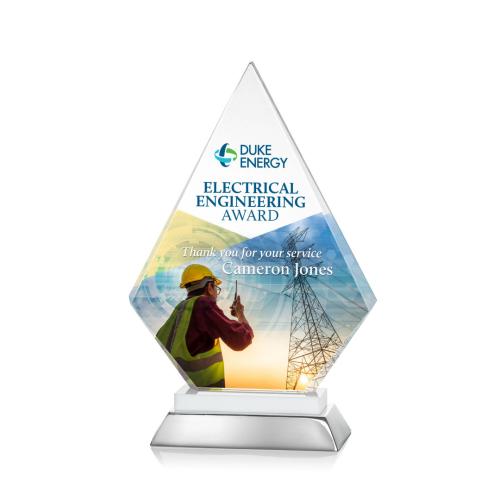 Awards and Trophies - Crystal Awards - Valhalla Full Color White Diamond Crystal Award