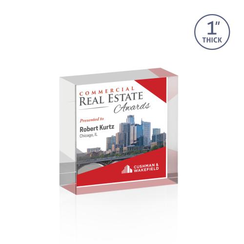 Awards and Trophies - Acrylic Awards - Laval Full Color Clear Square / Cube Acrylic Award