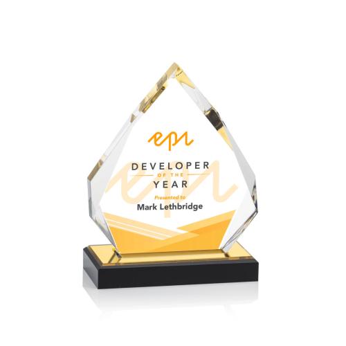 Awards and Trophies - Acrylic Awards - Beckenham Full Color Gold Polygon Acrylic Award