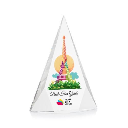 Awards and Trophies - Crystal Awards - Rochester Full Color Clear Pyramid Crystal Award