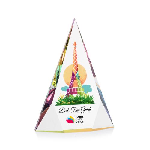 Awards and Trophies - Crystal Awards - Rochester Full Color Prismatic Pyramid Crystal Award