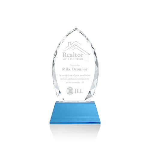 Awards and Trophies - Crystal Awards - Wilton Sky Blue on Newhaven Peaks Crystal Award