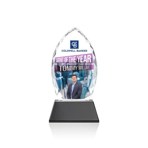 Awards and Trophies - Crystal Awards - Wilton Full Color Black on Newhaven Peaks Crystal Award