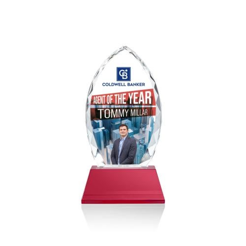 Awards and Trophies - Crystal Awards - Wilton Full Color Red on Newhaven Peaks Crystal Award