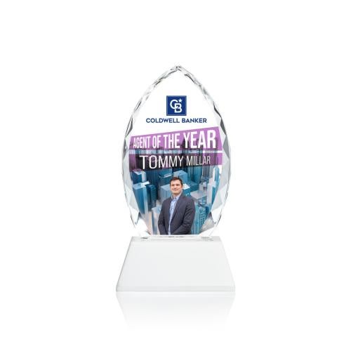 Awards and Trophies - Crystal Awards - Wilton Full Color White on Newhaven Peaks Crystal Award