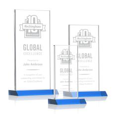 Bolton Sky Blue Rectangle Crystal Award - Awards and Trophies