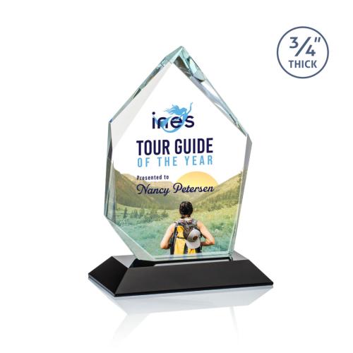 Awards and Trophies - Crystal Awards - Deerhurst Ice Peak Full Color Black Peaks Crystal Award