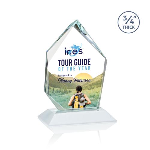Awards and Trophies - Crystal Awards - Deerhurst Ice Peak Full Color White Peaks Crystal Award